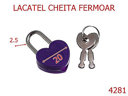 Diverse - 4281/Lacatel fermoar cu cheita---plastic si metal--mov-21 B 13----