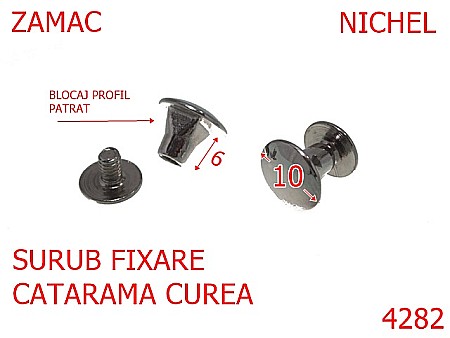 Suruburi fixare - 4282/Surub fixare catarama profil patrat-10-mm-zamac--nichel-----