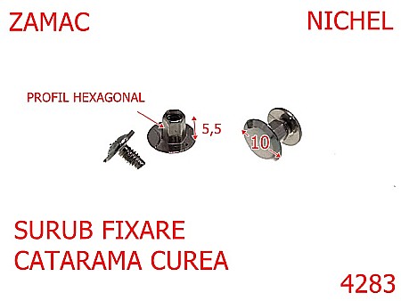 Suruburi fixare - 4283/Surub fixare catarama profil hexagonal-10-mm-zamac--nichel--Y20-Y21---