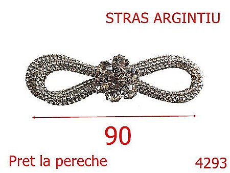 Accesorii metalice pentru marochinarie - 4293/Ornament funda incaltaminte-90-mm-plastic si cristale--nichel-21 C 8----