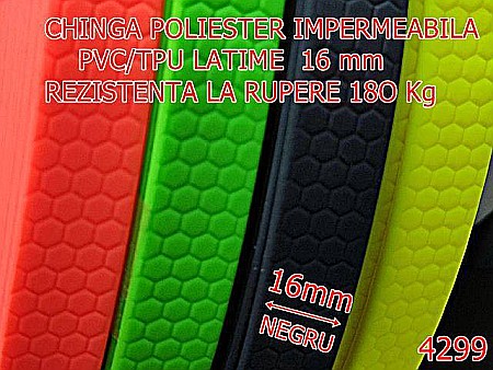 Chinga - 4299/Chinga poliester impermeabila tip biothane-soft-16-mm-pvc-tpu--negru-----