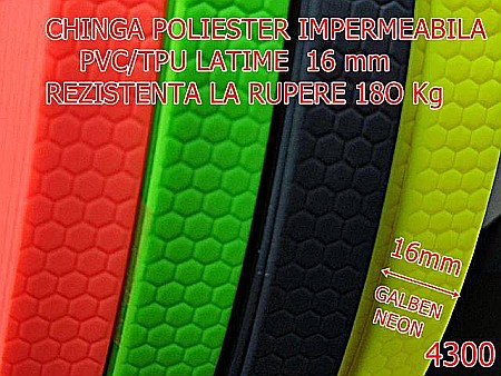 Chinga - 4300/Chinga poliester impermeabila tip biothane-soft-16-mm-pvc-tpu--galben-neon-----