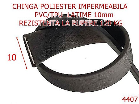 Chinga - 4407/Chinga poliester impermeabila tip biothane-10-mm-pvc-tpu--negru-----