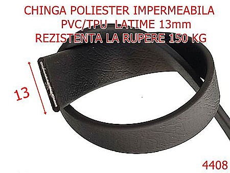 Chinga - 4408/Chinga poliester impermeabila tip biothane-13-mm-pvc-tpu--negru-----