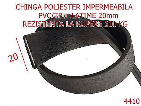 Harnasament - 4410/Chinga poliester impermeabila tip biothane-20-mm-pvc-tpu--negru-----