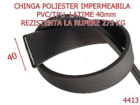 Harnasament - 4413/Chinga poliester impermeabila tip biothane-40-mm-pvc-tpu--negru-----