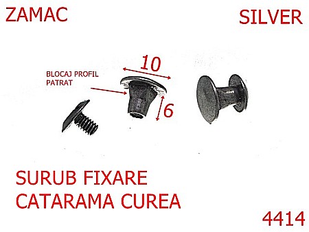 Suruburi fixare - 4414/Surub fixare catarama profil patrat-10-mm-zamac--silver-Y19-Z18----