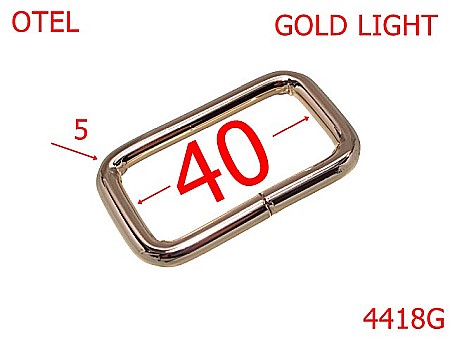 Inele dreptunghiulare - 4418G/Inel dreptunghiular pentru marochinarie -40-mm-otel--gold light-3J1--3K5--