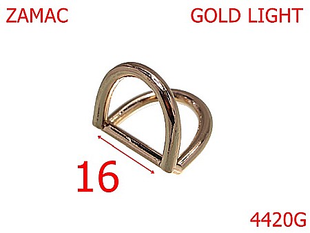 Inele D - 4420G/Inel dublu sustinator pentru genti-16-mm-zamac--gold light-----