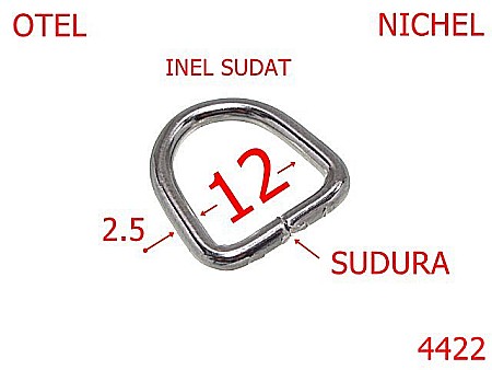 Harnasament - 4422/Inel semirotund sudat pentru harnasament-12-mm-otel-2.5-nichel-2F6-2F6---