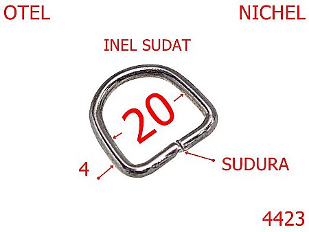 Harnasament - 4423/Inel semirotund sudat pentru harnasament-20-mm-otel-4-nichel-2E7----