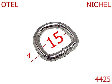 Inele D - 4425/Inel semirotund marochinarie genti posete-15-mm-otel-4-nichel---2B3--