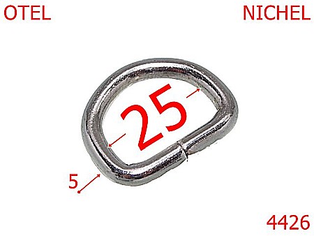 Inele D - 4426/Inel semirotund  marochinarie genti posete-25-mm-otel-5-nichel-----