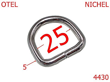 Inele D - 4430/Inel semirotund  marochinarie genti posete-25-mm-otel-5-nichel-----