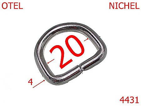 Inele D - 4431/Inel semirotund  marochinarie genti posete-20-mm-otel-4-nichel-2F6-2F6-2D3--