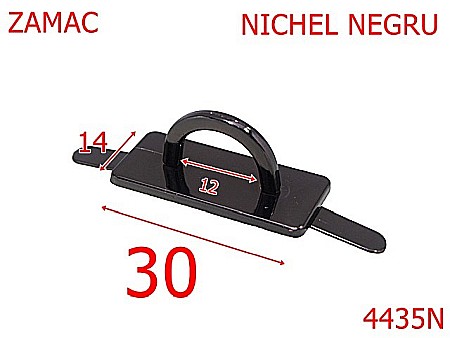 Sustinatori poseta - 4435N/Sustinator semioval cu baza dreptunghiulara-12-mm-zamac--nichel negru-----