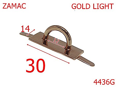 Sustinatori poseta - 4436G/Sustinator semioval cu baza dreptunghiulara-12-mm-zamac--gold light-----