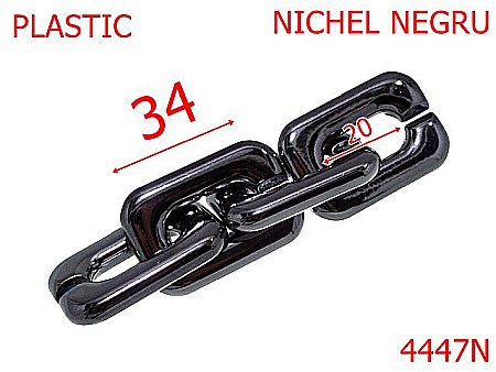 Lant poseta - 4447N/Za dreptunghiulara lant material plastic-20-mm-plastic--nichel negru-----