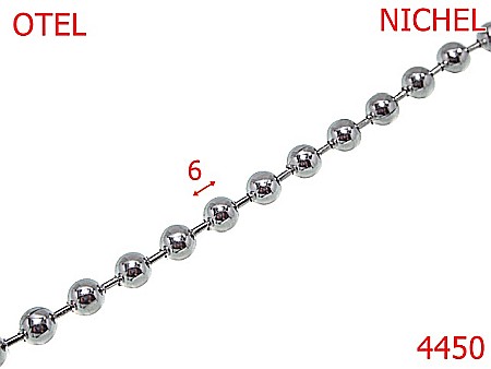 Lant poseta otel - 4450/Lant bile la metraj-6-mm-otel--nichel-----