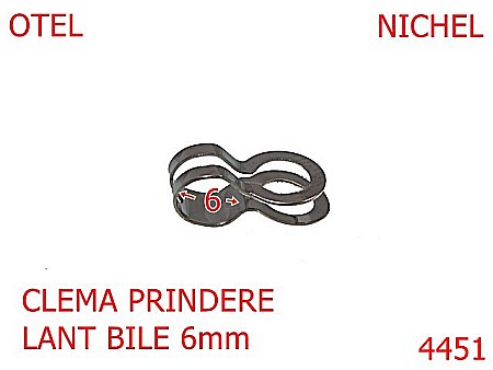 Lant poseta otel - 4451/Clema prindere lant cu bile-6-mm-otel--nichel-----