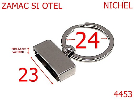Inele breloc - 4453/Montura si inel breloc-23-mm-zamac--nichel-----