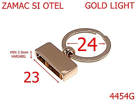 Inele breloc - 4454G/Montura si inel breloc-23-mm-zamac--gold light-----