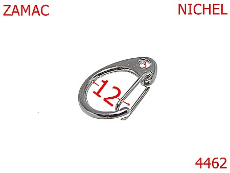 Carabine portchei - 4462/Carabina pentru lant si  portchei -12-mm-zamac--nichel-----