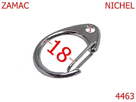 Carabine portchei - 4463/Carabina pentru lant si  portchei -18-mm-zamac--nichel-----