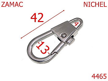 Carabine poseta - 4465/Carabina pentru lant poseta ,geanta-4-mm-zamac--nichel---5J1--
