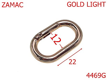 Inele carabina - 4469G/Inel carabina oval pentru genti-12-mm-zamac--gold light-----