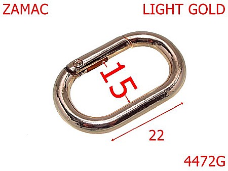 Inele carabina - 4472G/Inel carabina oval pentru genti-15-mm-zamac--gold light-----