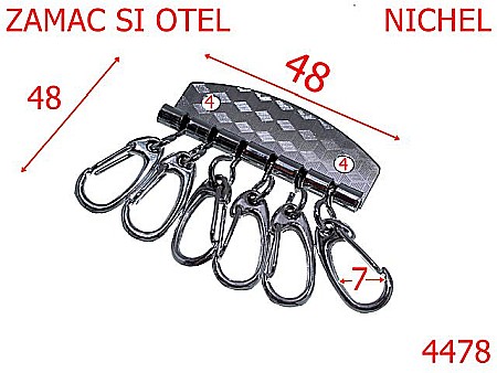 Carabine portchei - 4478/Baterie 6 carabine portchei-48x48-mm-zamac--nichel-----