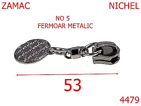 Cursori fermoar - 4479/Cursor ornamental pentru fermoar metalic-No 5-mm-zamac--nichel-----