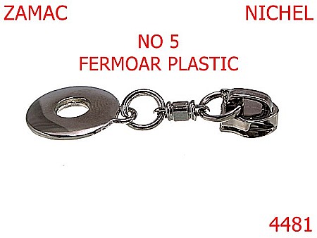 Cursori fermoar plastic - 4481/Cursor ornamental pentru  fermoar plastic-No 5-mm-zamac--nichel-----