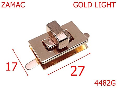 Inchizatori - 4482G/inchizatoare prin capac forma dreptunghiulara -27x17-mm-zamac--gold light-13k6----