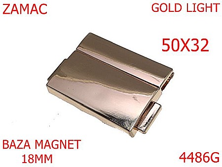 Inchizatori poseta - 4486G/Inchizatoare dreptunghiulara baza pentru magnet-50x32-mm-zamac--gold light 13J9