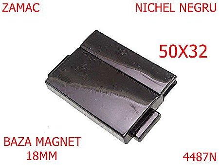 Inchizatori poseta - 4487N/Inchizatoare dreptunghiulara baza pentru magnet-50x32-mm-zamac--nichel negru-----