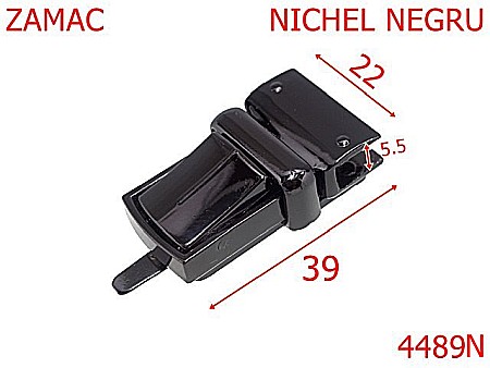 Inchizatori poseta - 4489N/Inchizatoare tik-tuk borseta-22x39-mm-zamac--nichel negru-----