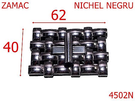 Inchizatori poseta - 4502N/Inchizatoare mare poseta-62x40-mm-zamac--nichel negru-----