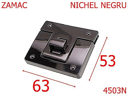 Inchizatori poseta - 4503N/Inchizatoare mare poseta-63x53-mm-zamac--nichel negru-----