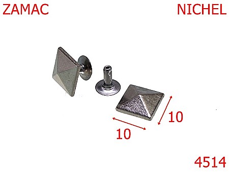 Piramide - 4514/Ornament piramida aplatizata -10-mm-zamac--nichel -AH1----