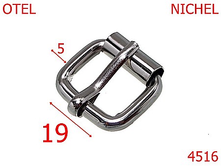 Catarame rola si 1 cui - 4516/Catarama cu rola pentru posete-19-mm-otel-5-nichel  -7F1-7G5---