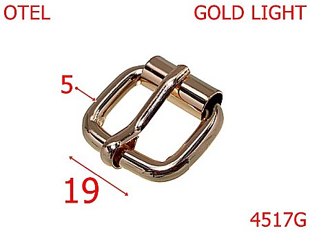 Catarame rola si 1 cui - 4517G/Catarama cu rola pentru posete-19-mm-otel-5-gold light--7i7-7H8-7J5-7E3-7H7--
