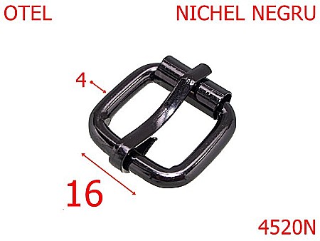 Catarame rola si 1 cui - 4520N/Catarama mica cu rola -16-mm-otel-4-nichel negru--7G1-6F6---