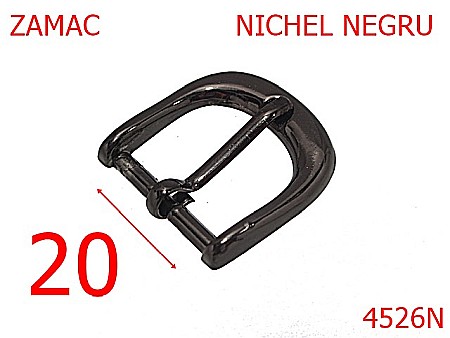 Catarame - 4526N/Catrama semirotunda poseta-20-mm-zamac--nichel negru-7A5-6C6---