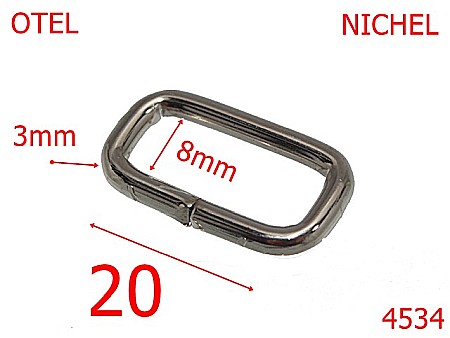 Inele dreptunghiulare - 4534/Inel dreptunghiular pentru marochinarie -20-mm-otel-3-nichel--3i8---