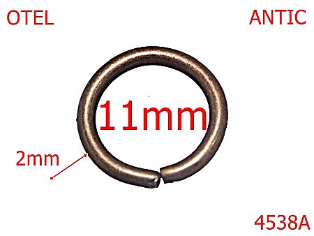 Inele rotunde - 4538A/Inel rotund pentru marochinarie-11-mm-otel-2-antic-4L8----