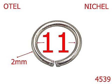Inele rotunde - 4539/Inel rotund pentru marochinarie-11-mm-otel-2-nichel-----