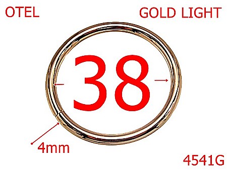Inele rotunde - 4541G/Inel rotund pentru marochinarie-38-mm-otel-4-gold light-4C5-4D5-4B6-4i2-4G2-4F8-4C8--