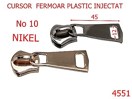 Cursori fermoar plastic - 4551/Cursor pentru fermoar din plastic injectat-no10--zamac--nichel-----
